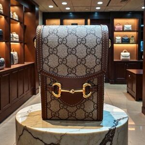 Gucci GG Supreme Canvas Horsebit 1955 Mini Vertical Crossbody Bag